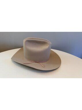 Vtg Resistol Diamond Horseshoe 100 Beaver Fur Felt Cowboy Hat 7 3/8 XLO Buckskin